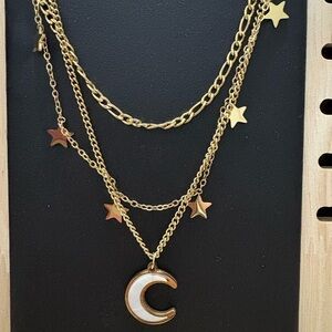 COPY - Gold and White Crescent Moon Necklace